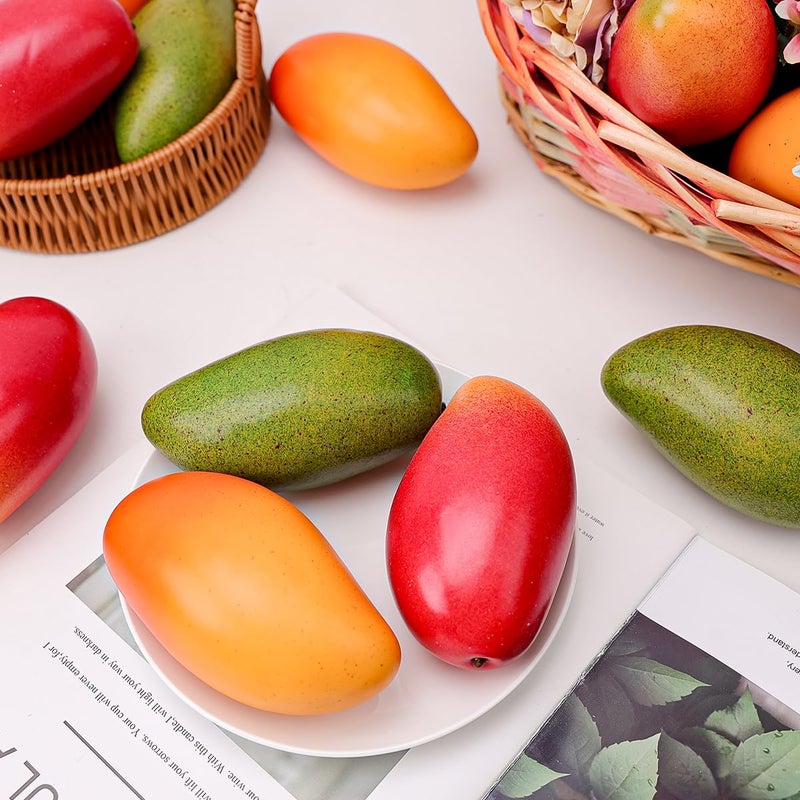 Gresorth ديكور مانجو صناعي واقعي 3 قطع من جريزورث فواكه مزيفة لعرض الطعام في المنزل والحفلات ومائدة المطبخ - Image 3